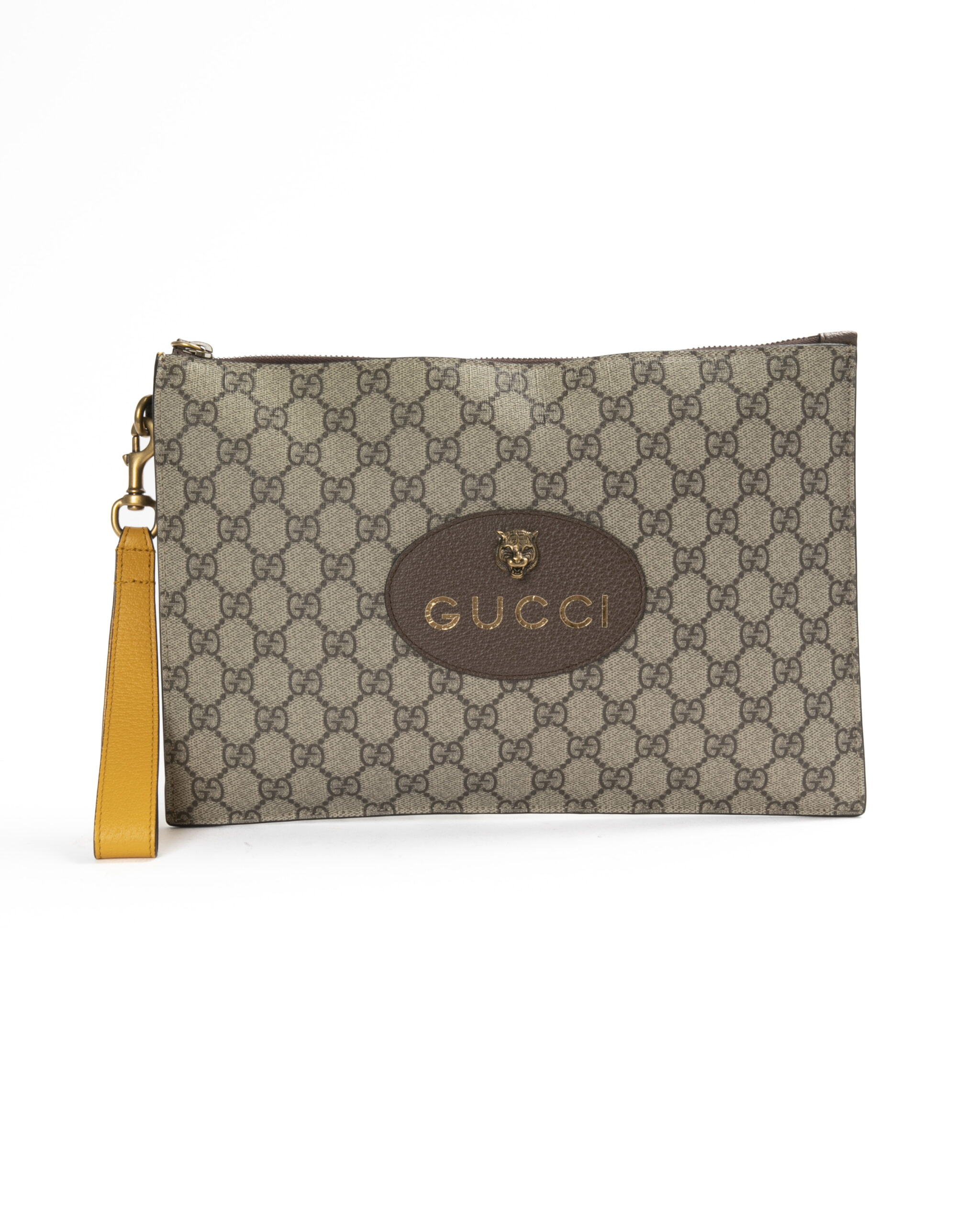 Gucci Pochette Tiger GG Supreme Marrone