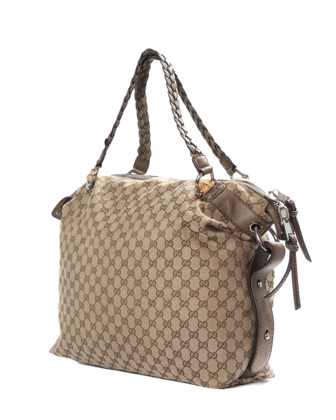 Alternative view of Gucci Sottospalla Bamboo Large GG Supreme Marrone