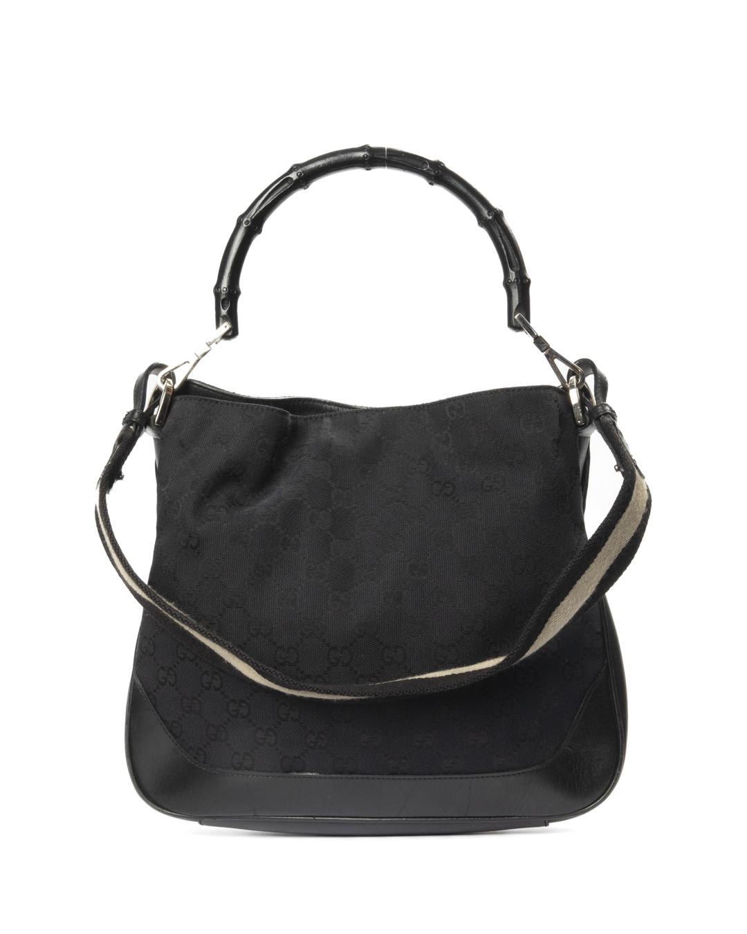 Gucci Tote Bamboo Web Small GG Supreme Nero