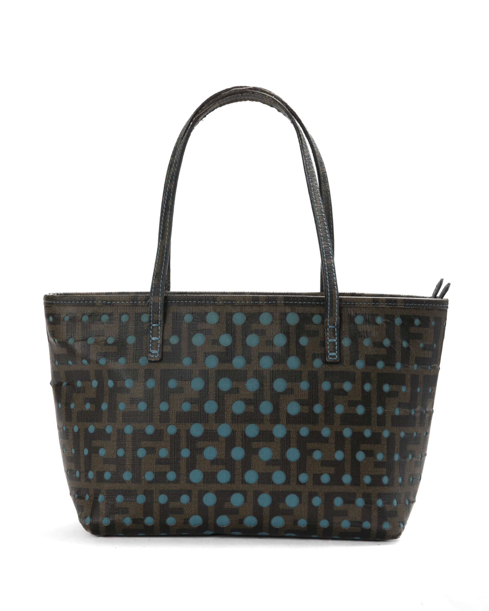 Fendi Shopper Small FF Logomania Perforated Turchese