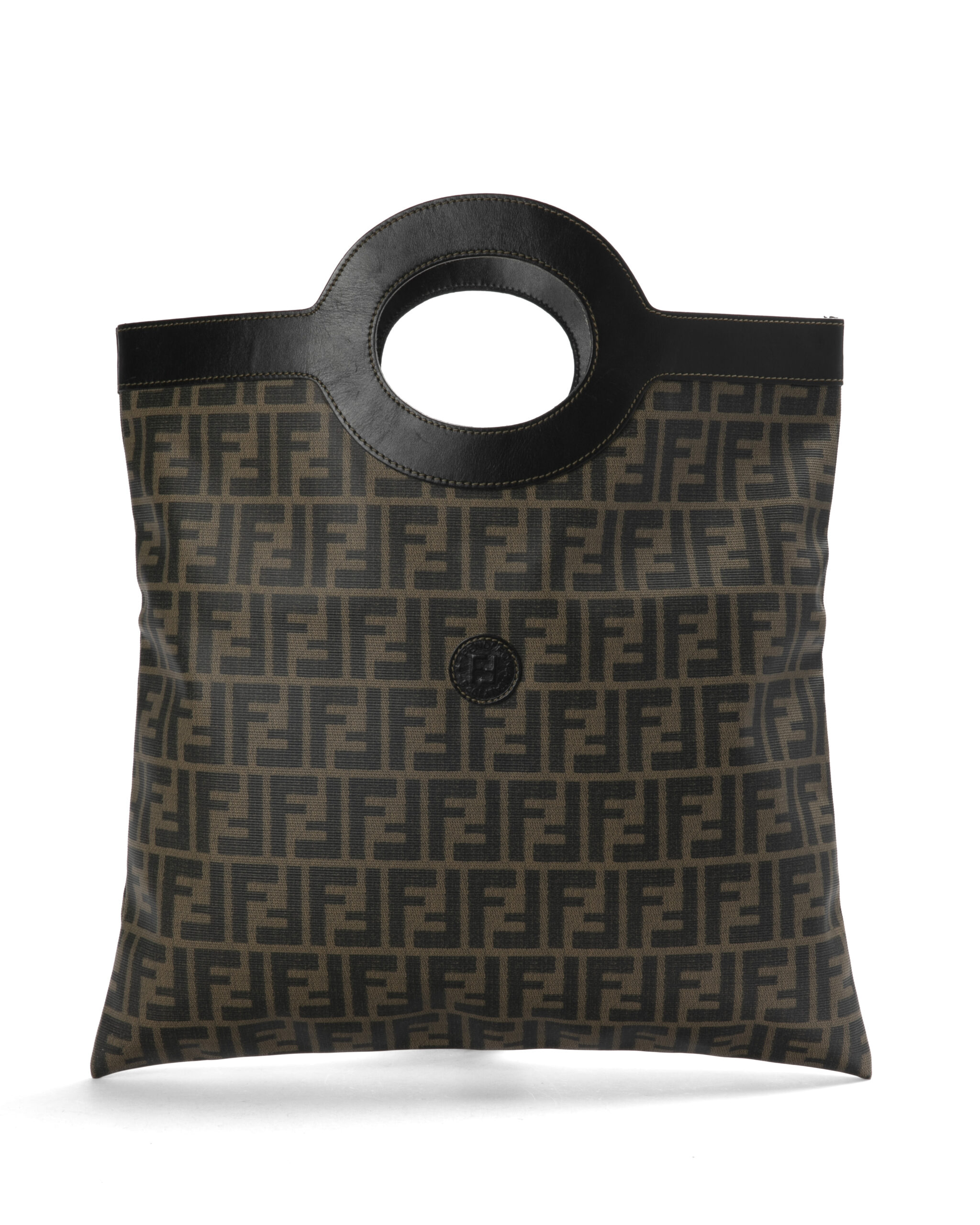Fendi Shopper Vertical Large FF Logomania Marrone