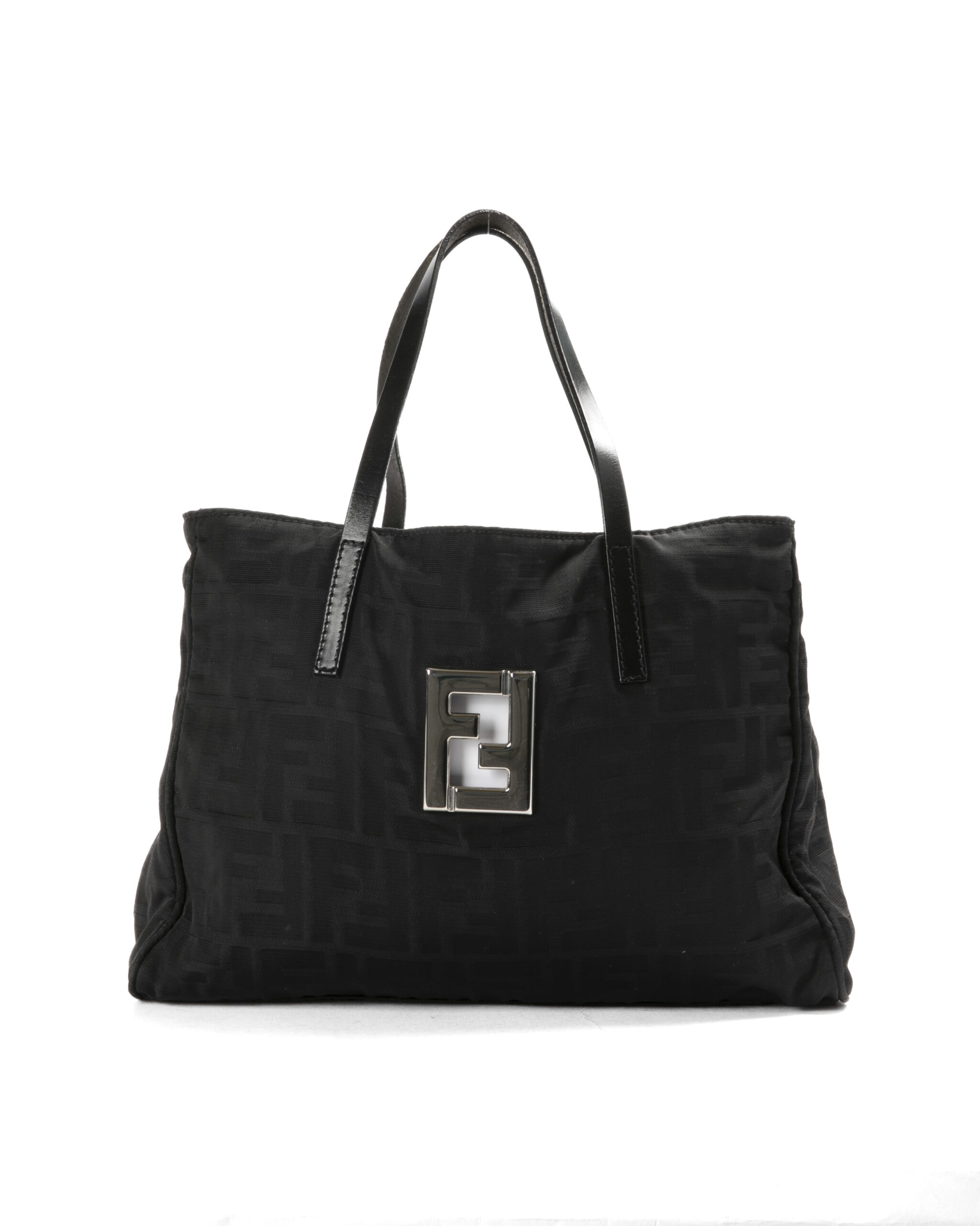Fendi Tote Square Small FF Logomania Nylon Nera