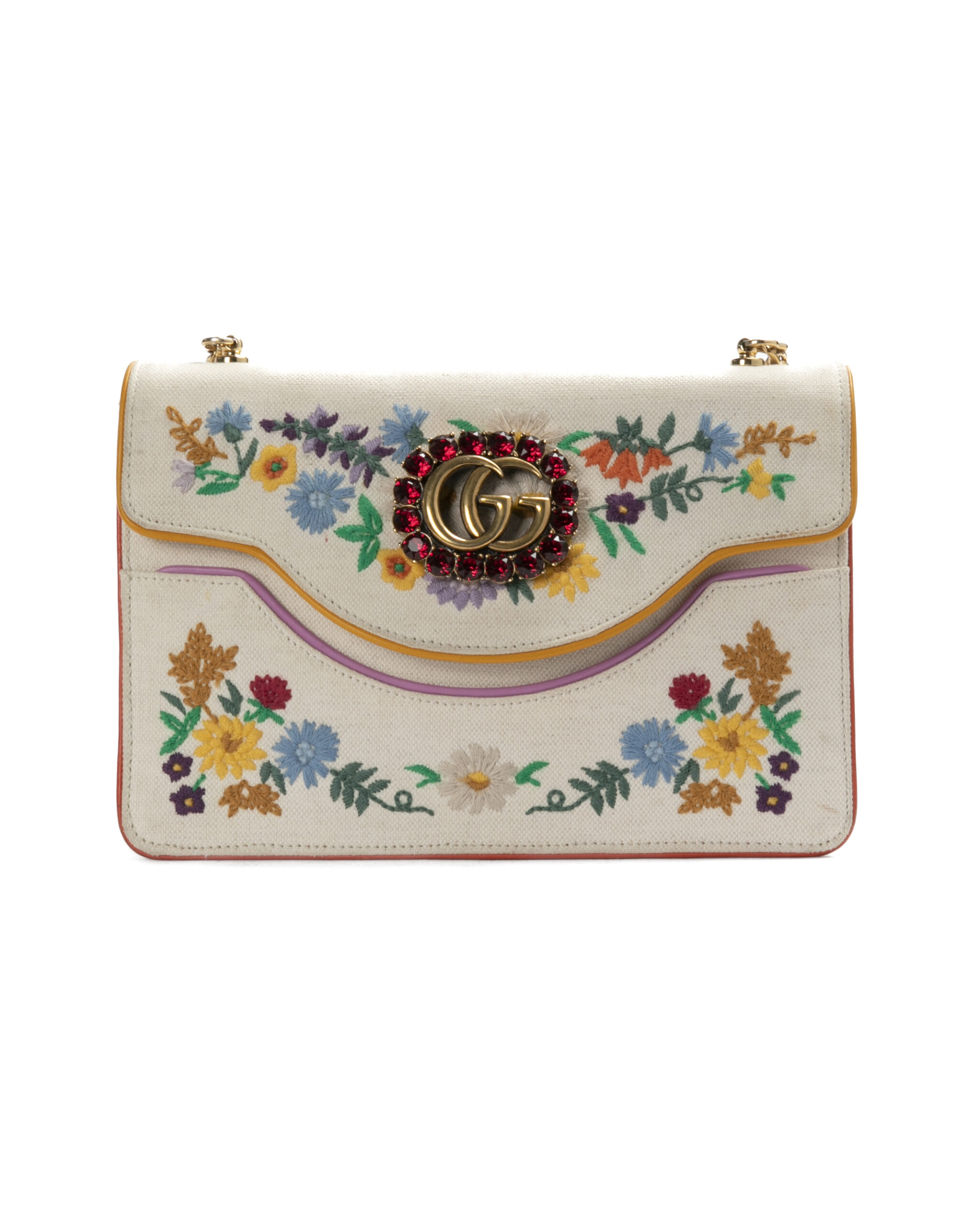 Gucci Pochette GG Ricami Small Multicolor Bianco