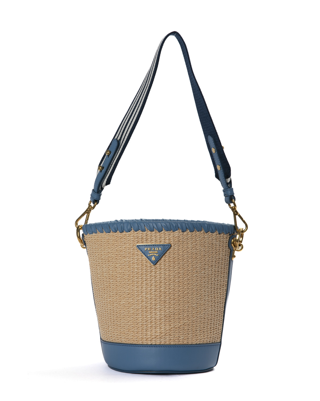 Prada Bucket Small Rafia Azzurro