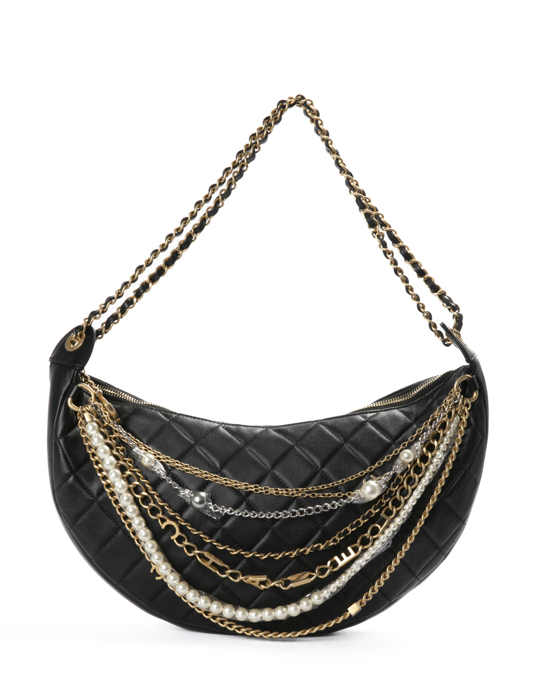 Chanel Hobo Bag Chain Pearl Trapuntata Nera