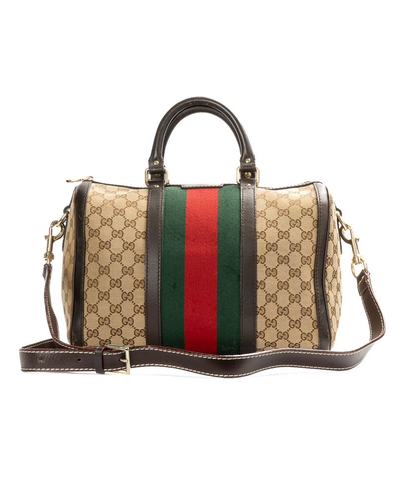 Gucci Boston Web Medium GG Supreme Marrone