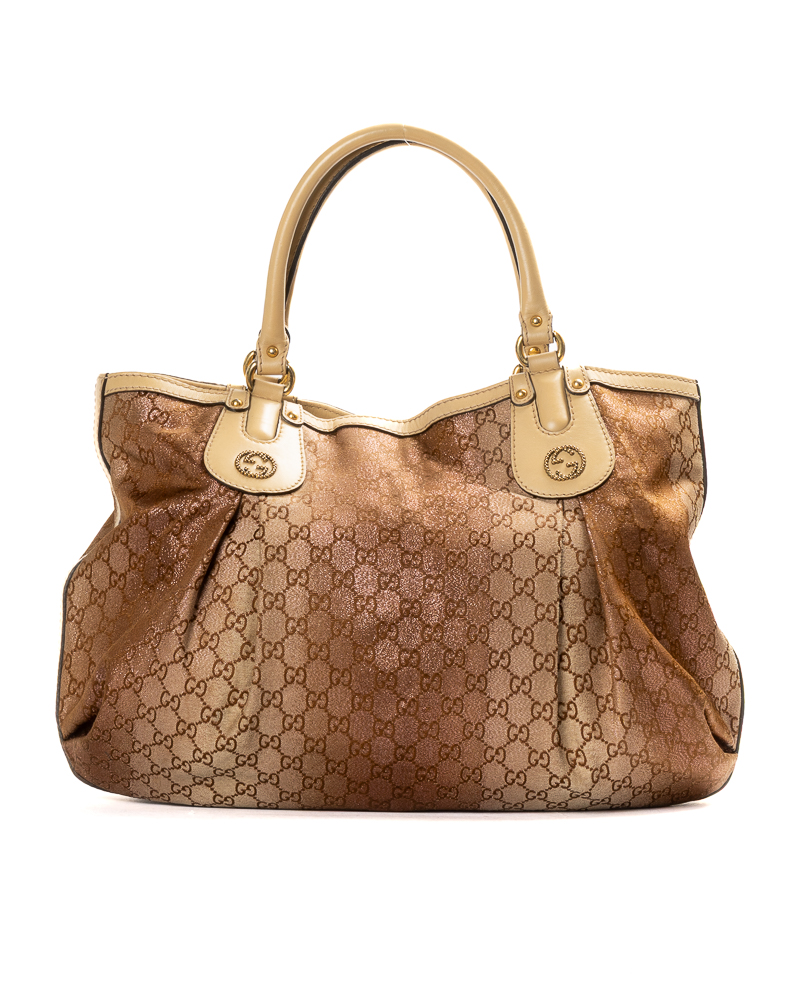 Gucci Shopper Scarlett Lurex GG Supreme Beige