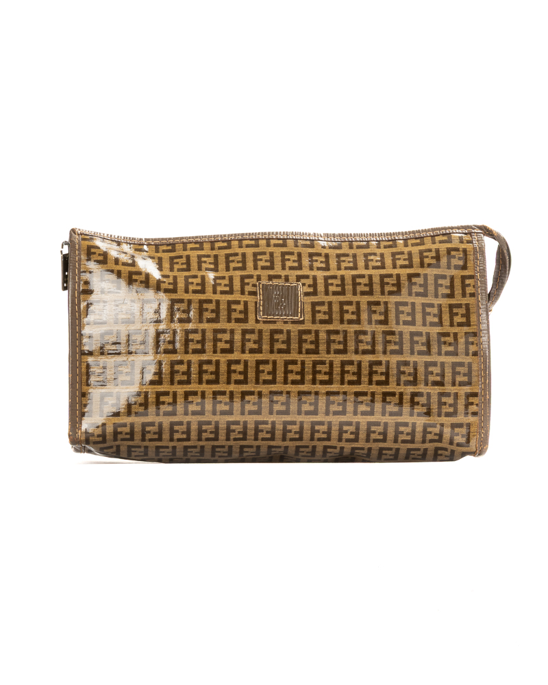 Fendi Clutch Vintage FF Logomania PVC Marrone