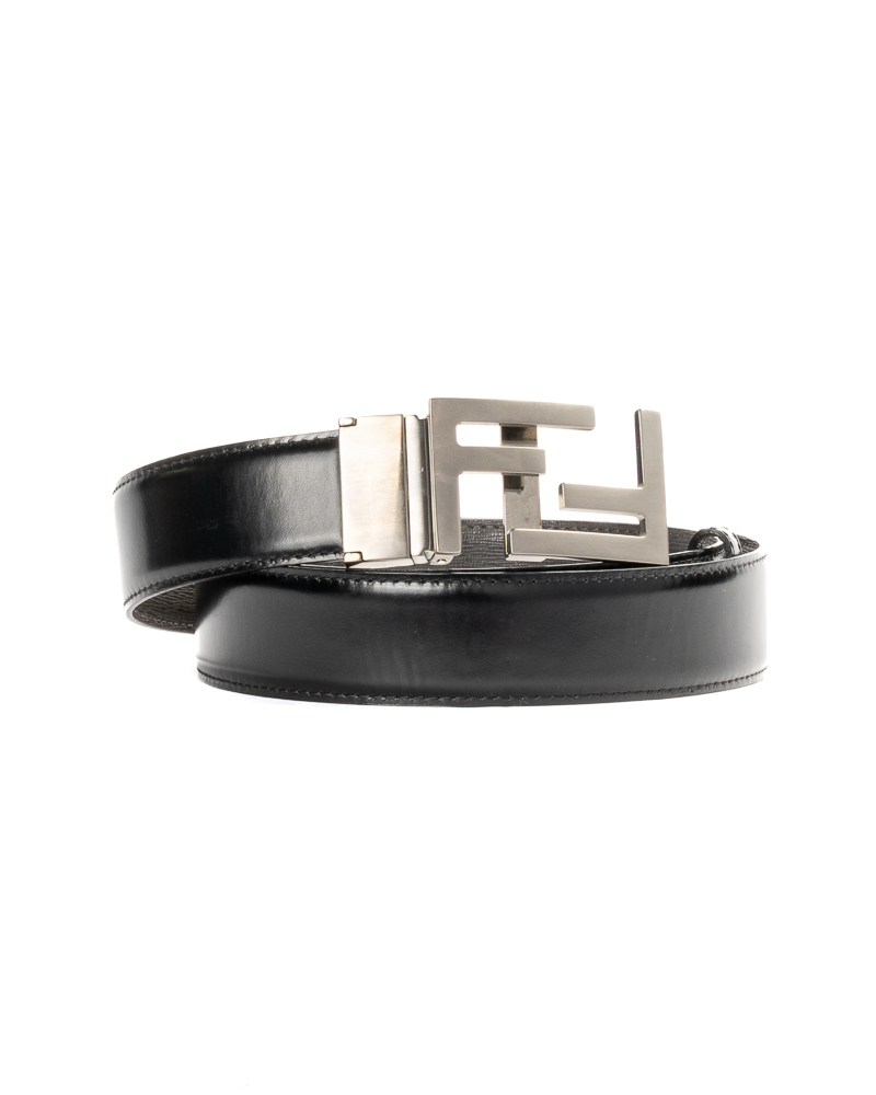 Fendi Cintura FF Reversibile Nera/Grigia