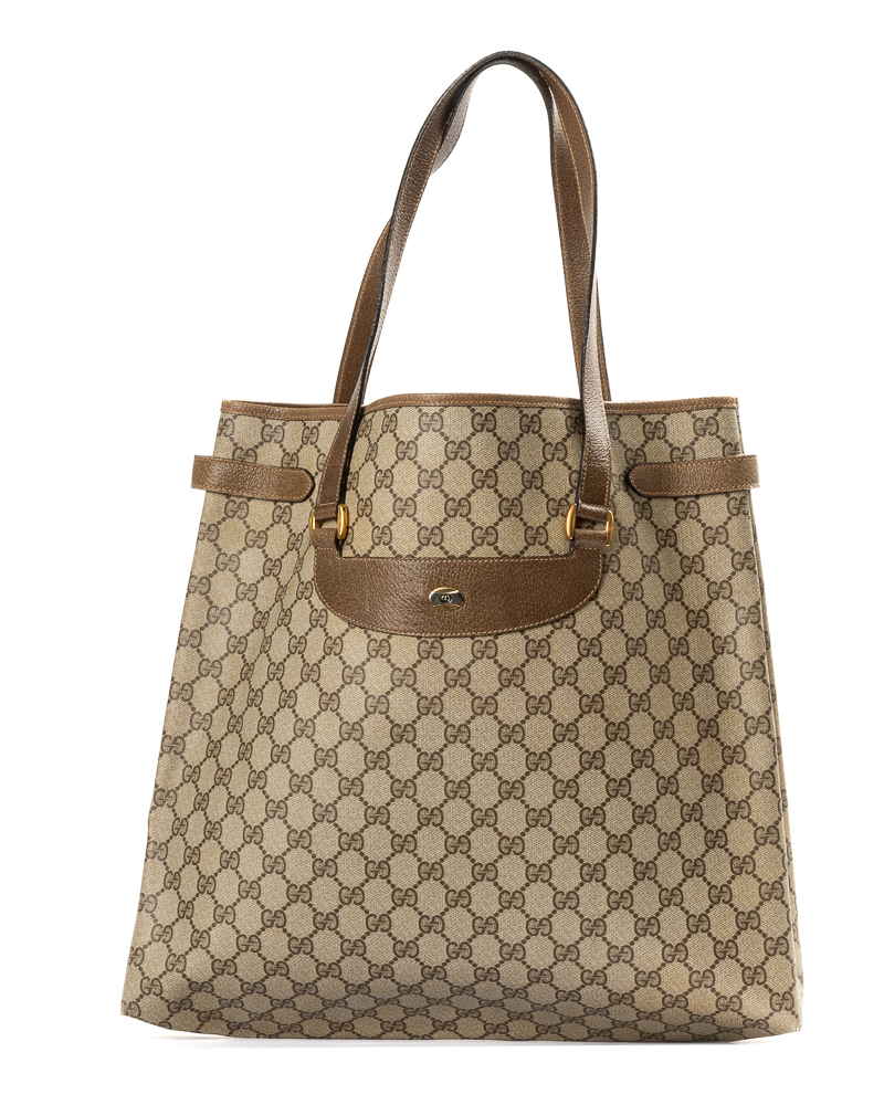 Gucci Tote Vertical Vintage GG Supreme Marrone