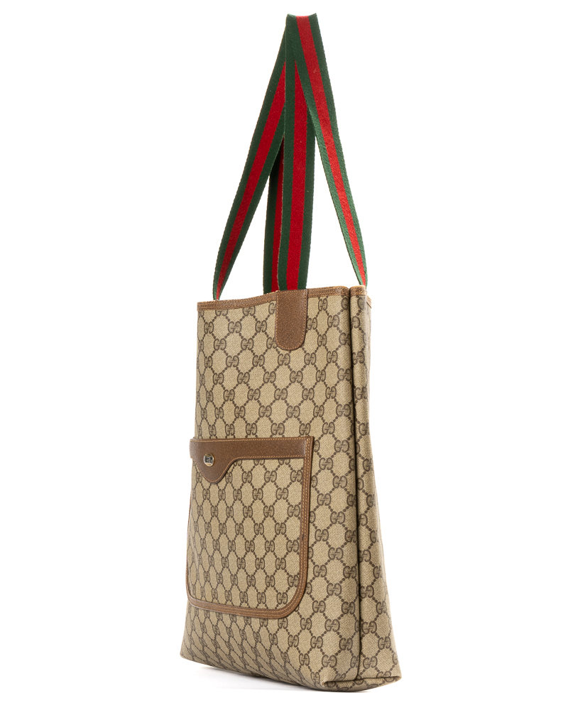Alternative view of Gucci Tote Vertical Web Vintage GG Supreme Marrone
