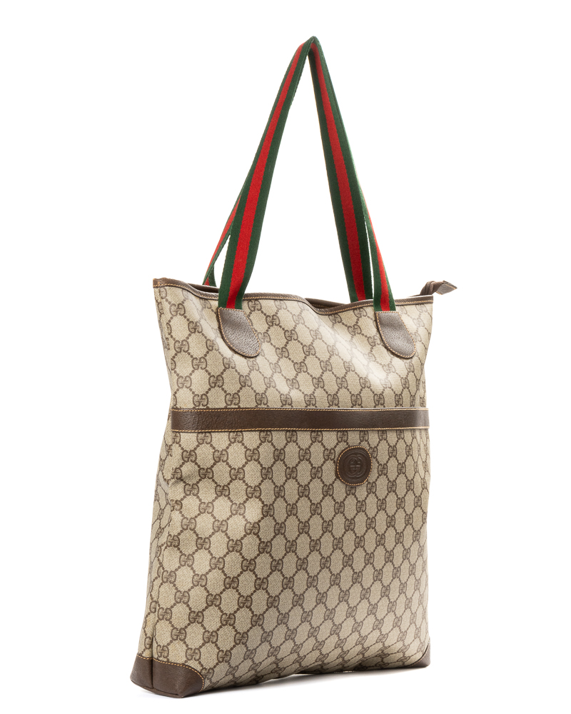 Alternative view of Gucci Tote Vertical Web Vintage GG Supreme Marrone