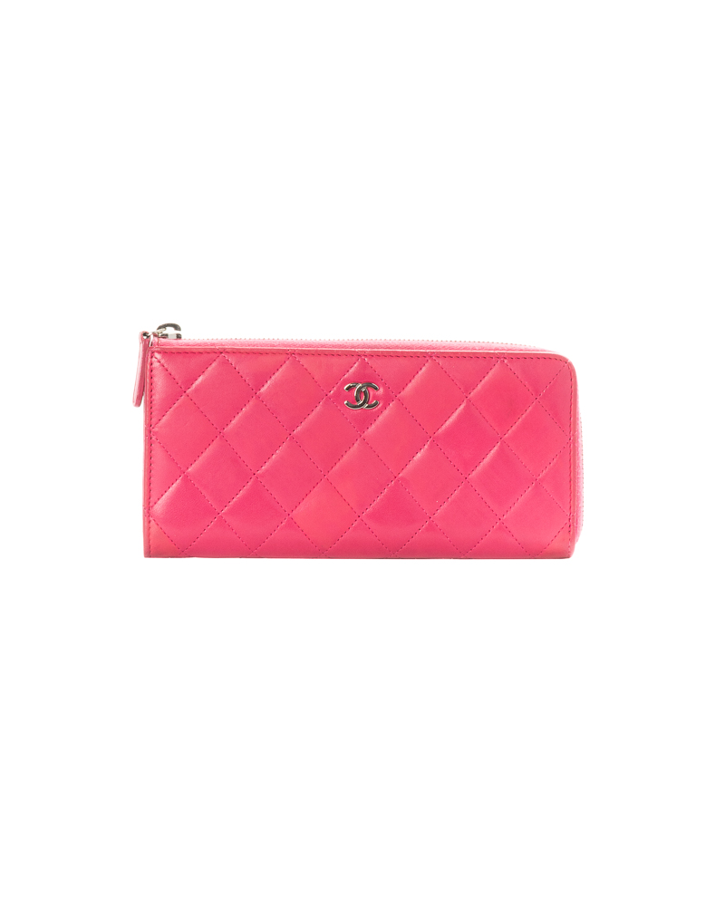 Chanel Portafoglio Zip Trapuntato Fucsia