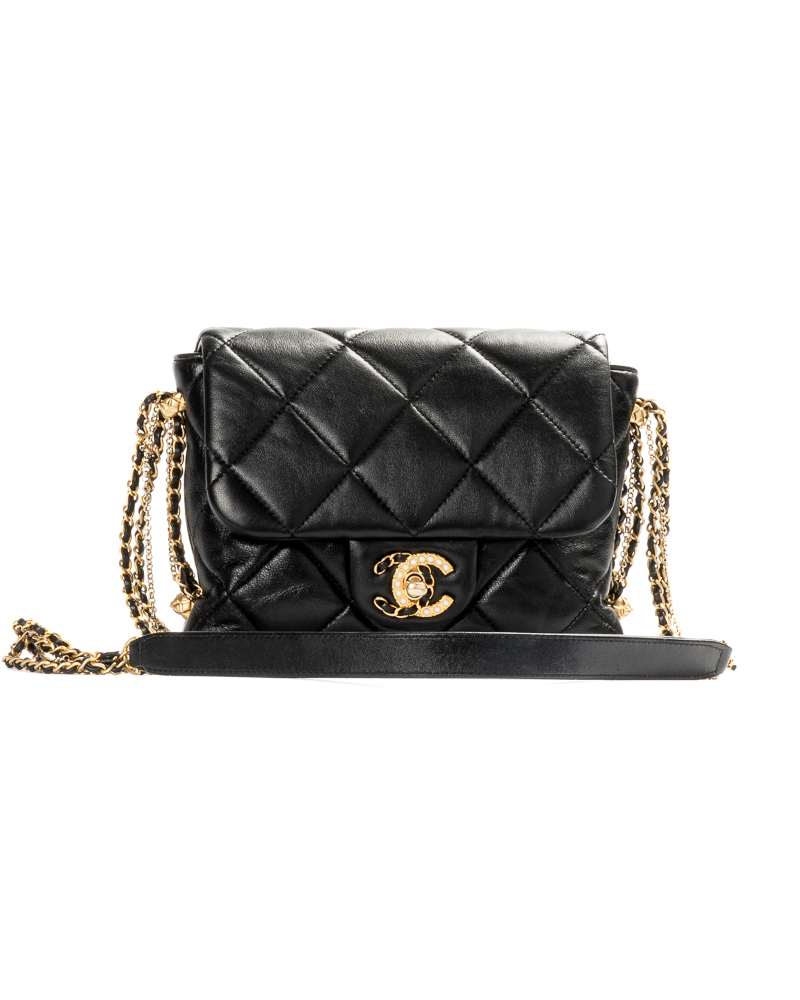 Chanel Mini Flap Timeless Chain Pearl Nera