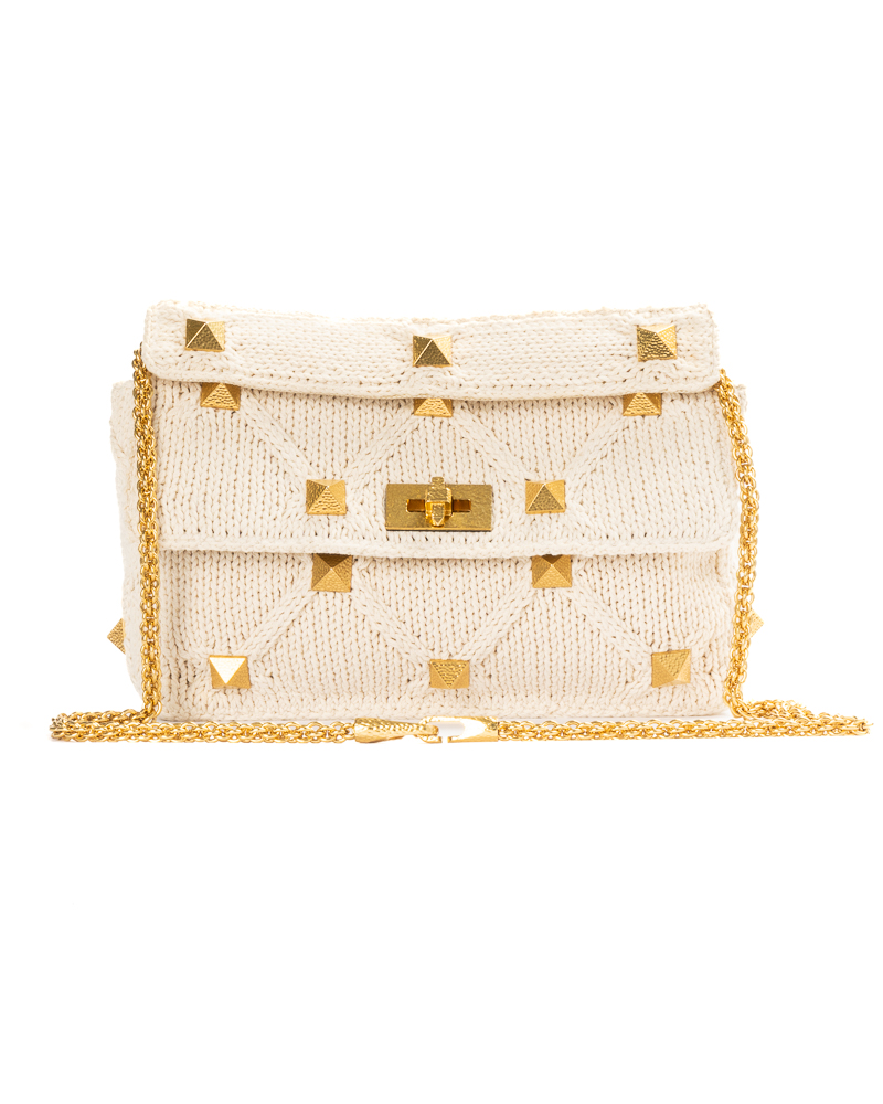Valentino Roman Stud Large Knitted Ivory