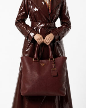 Alternative view of Prada Shopper Vertical Medium Granulata Bordeaux