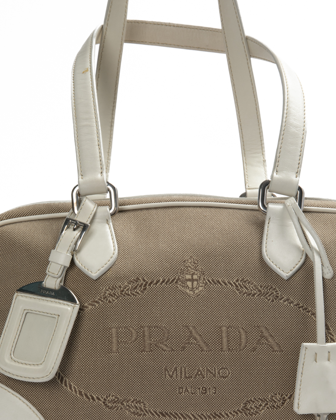 Alternative view of Prada Bauletto Logo Medium Canvas Bianca