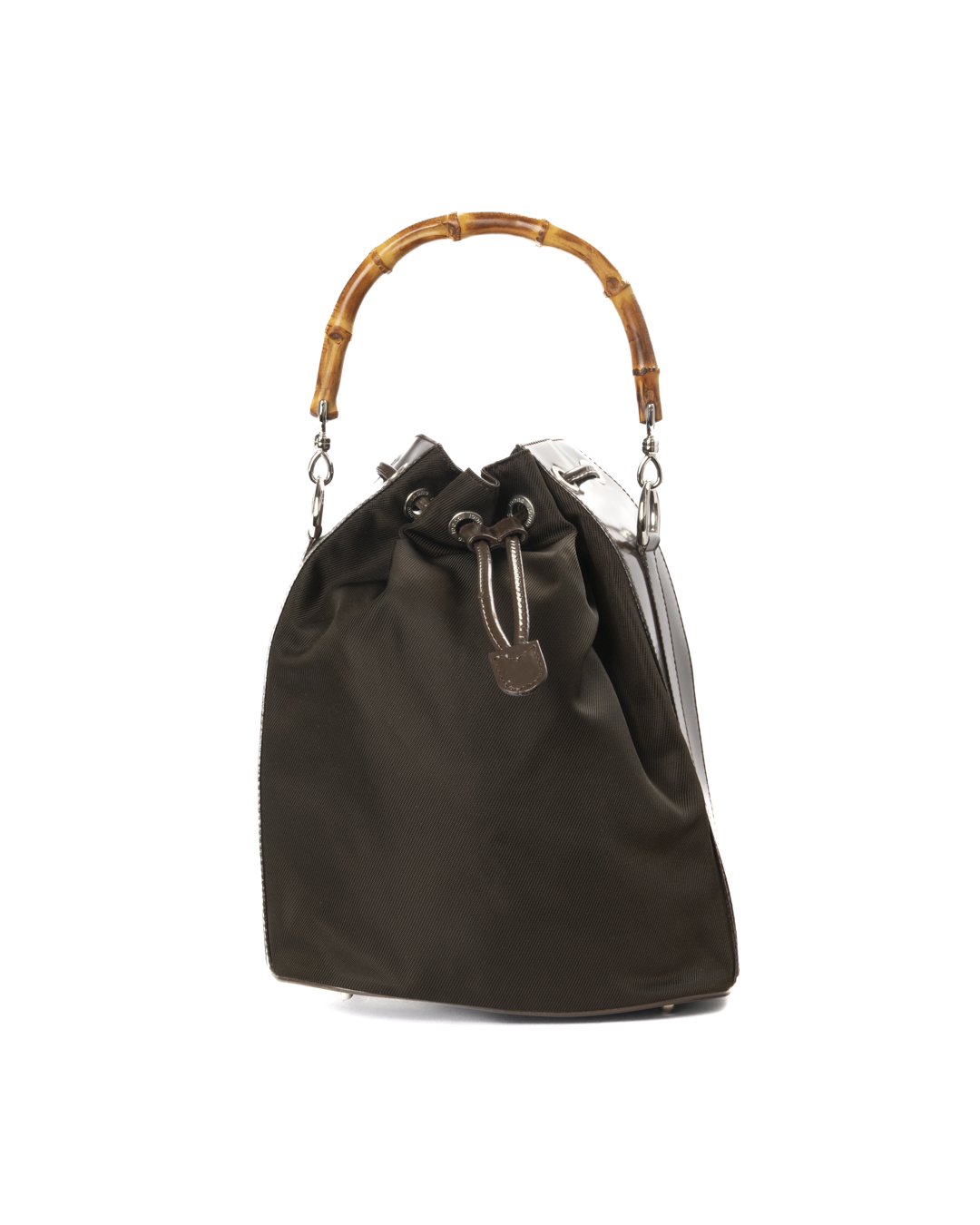 Gucci Bucket Bamboo Small Tessuto Marrone