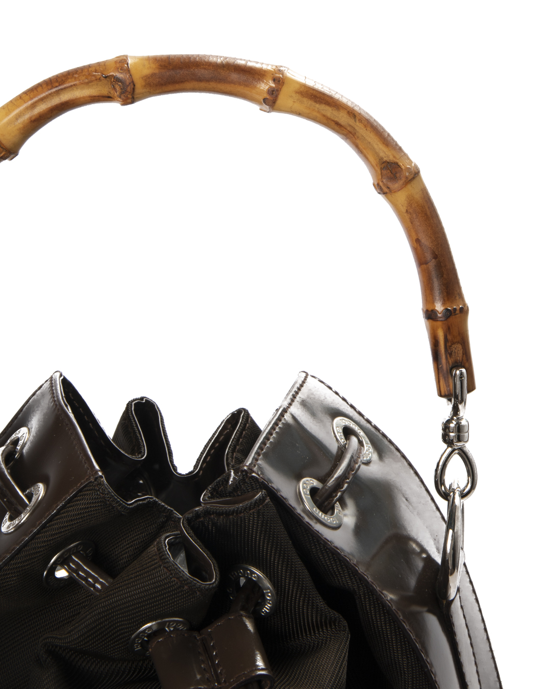 Alternative view of Gucci Bucket Bamboo Small Tessuto Marrone