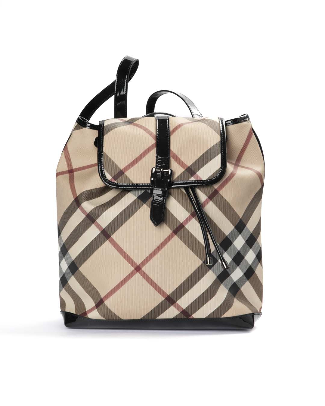 Burberry Zaino Large Check Vernice Nero