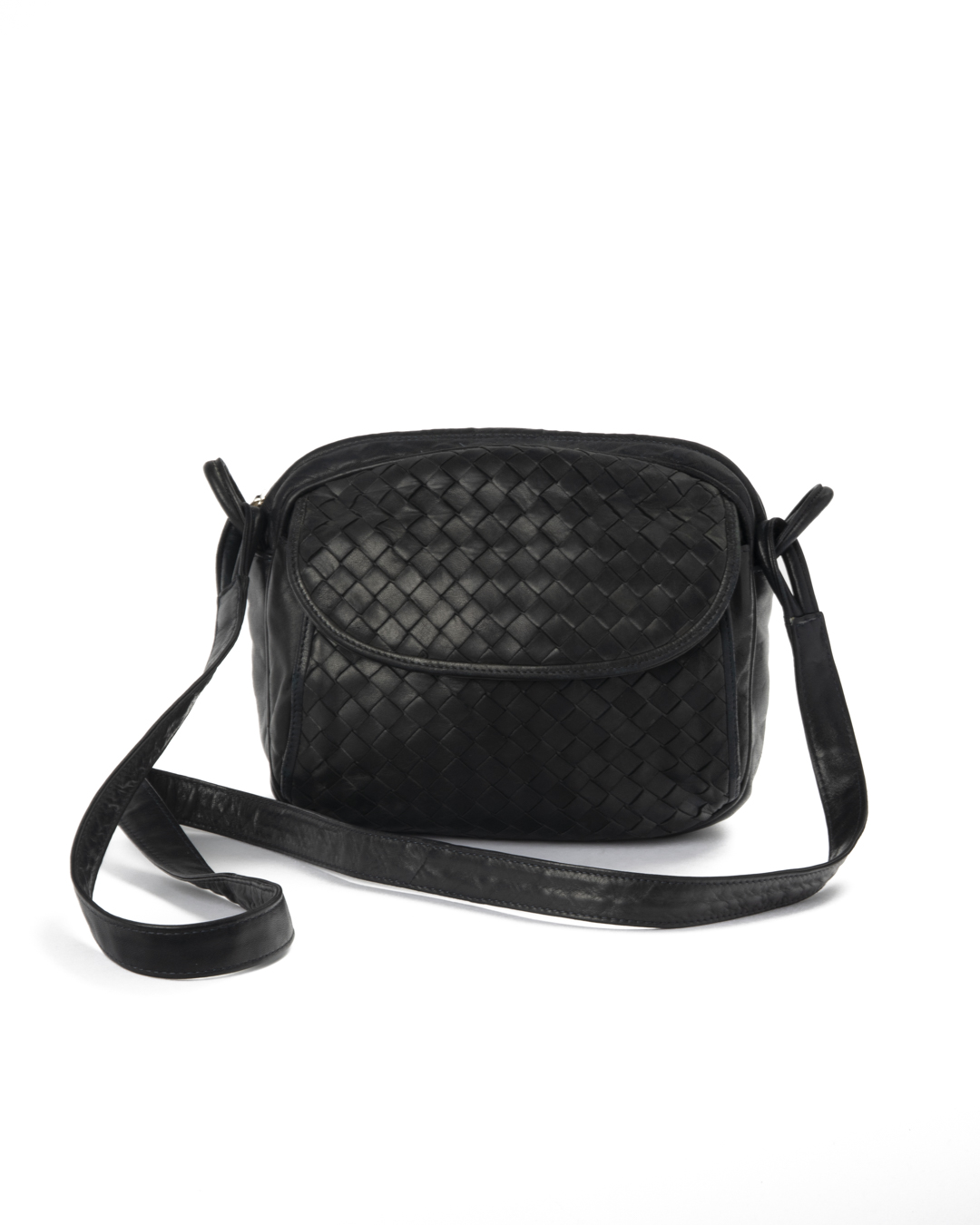 Bottega Veneta Camera Bag Medium Intreccio Blu