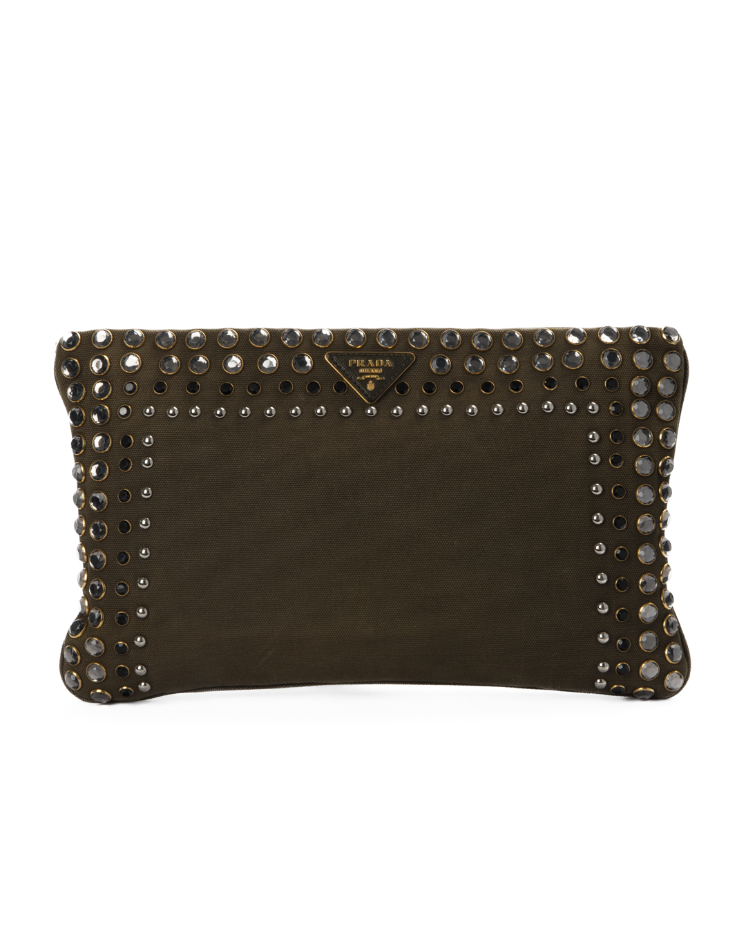 Prada Clutch Borchie Medium Denim Verde