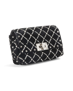 Alternative view of Valentino Rockstud Small Velluto Crystal Nero