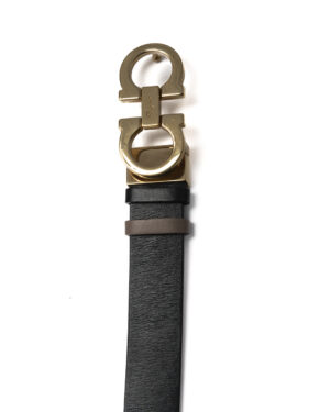 Alternative view of Ferragamo Cintura Gancini Slim Reversibile Nera