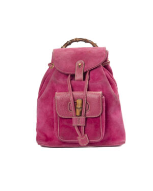 Gucci Zaino Bamboo Small Camoscio Rosa