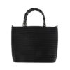 Gucci Tote Square Bamboo Stripes Tessuto Nero
