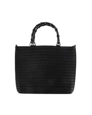 Gucci Tote Square Bamboo Stripes Tessuto Nero