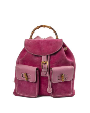 Gucci Zaino Bamboo Medium Camoscio Rosa