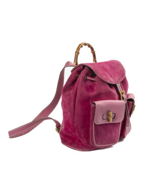 Alternative view of Gucci Zaino Bamboo Medium Camoscio Rosa
