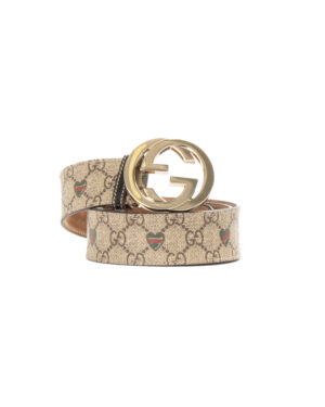 Gucci Cintura Interlocking Heart GG Supreme Marrone