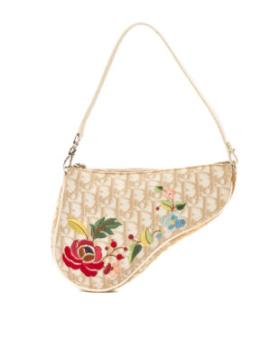 Dior Saddle Floral Mini Jacquard Beige