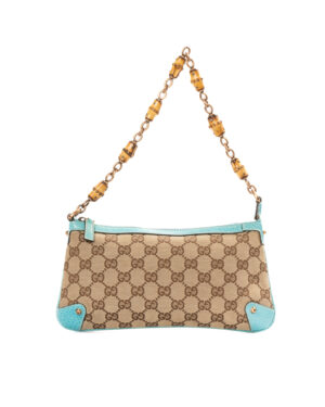 Gucci Pochette Bamboo Small GG Supreme Turchese