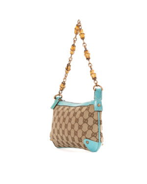 Alternative view of Gucci Pochette Bamboo Small GG Supreme Turchese