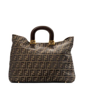 Fendi Tote Square Large FF Logomania Marrone