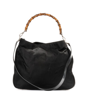 Gucci Sottospalla Hobo Large Bamboo Tessuto Nero