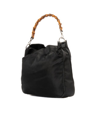 Alternative view of Gucci Sottospalla Hobo Large Bamboo Tessuto Nero