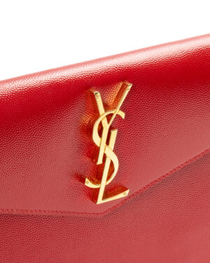 Alternative view of Saint Laurent Pochette Uptown Granulata Rossa