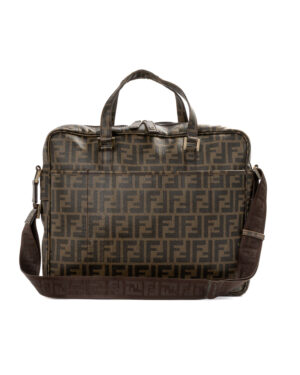 Fendi Portadocumenti Large FF Logomania Marrone