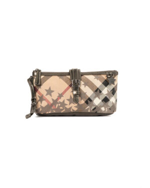 Burberry Pochette Stars Small Check Grigia