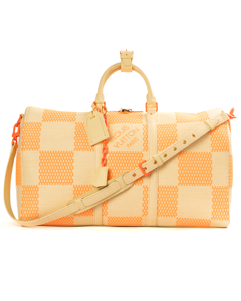 Louis Vuitton Keepall 50 Bandouliere Rafia Arancione