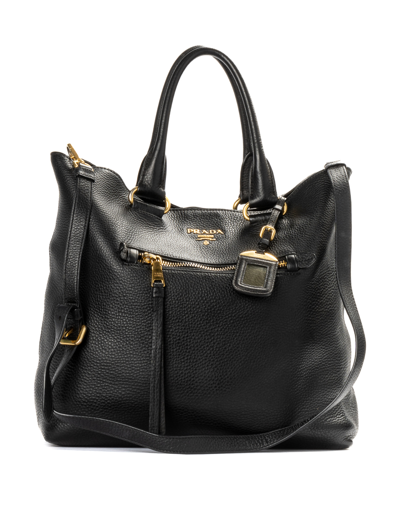 Prada Shopper Zip Vertical Medium Nera