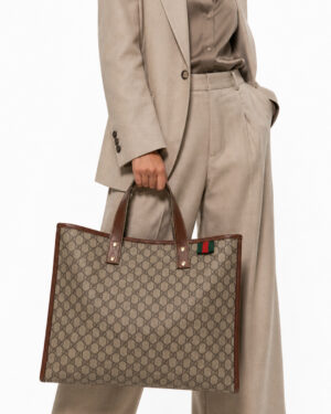 Alternative view of Gucci Tote Vertical XL GG Supreme Marrone