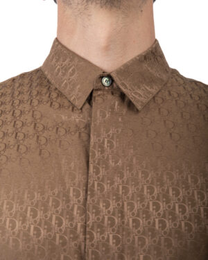 Alternative view of Dior Camicia Seta Jacquard Marrone