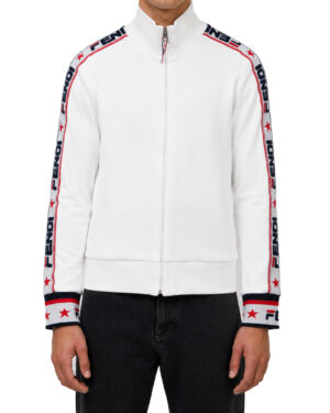 Fendi Felpa Zip Logo Bianca
