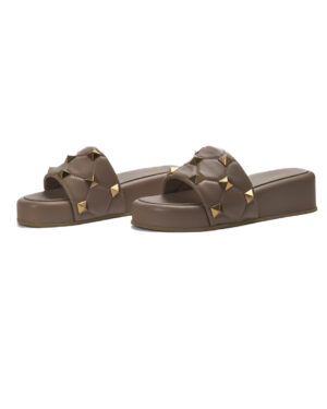 Valentino Slides Rockstud Platform Cipria