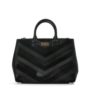 Michael Kors Tote Kellen Chevron Medium Saffiano Nera